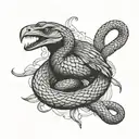 snake wrapped around crow tattoo design idea