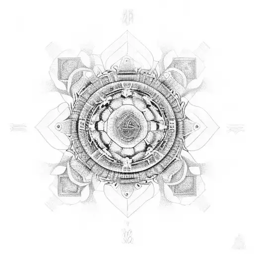 An intricate mandala design incorporating Koe Wetzel's album covers tattoo design idea