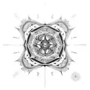 An intricate mandala design incorporating Koe Wetzel's album covers tattoo design idea