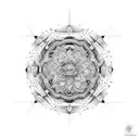 An intricate mandala design incorporating Koe Wetzel's album covers tattoo design idea