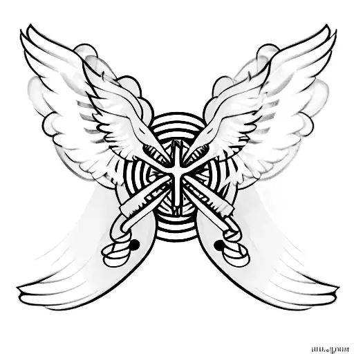 cross with wings on side  tattoo design idea