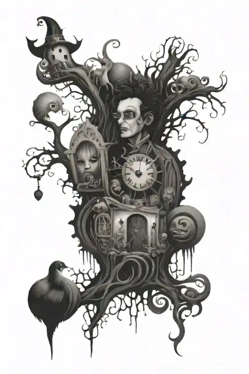 tim burton style tattoo design idea