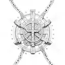 Broken Chains with cross in middle tattoo design idea