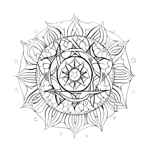A highly detailed and symmetrical tattoo representing the sensation of warmth tattoo design idea