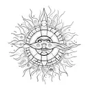 A minimalist tattoo of a sun catcher cascading watercolor rainbows of light tattoo design idea