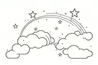 A minimalist tattoo of a hopeful message written in the clouds, with stars shining brightly in the sky tattoo design idea