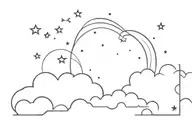 A minimalist tattoo of a hopeful message written in the clouds, with stars shining brightly in the sky tattoo design idea