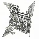 boombox surrounded by wu tang clan logo tattoo design idea