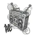 boombox surrounded by wu tang clan logo tattoo design idea