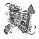 boombox surrounded by wu tang clan logo tattoo design idea