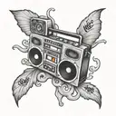 boombox surrounded by wu tang clan logo tattoo design idea