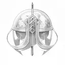 Gut's sword plunged into griffith's helmet tattoo design idea