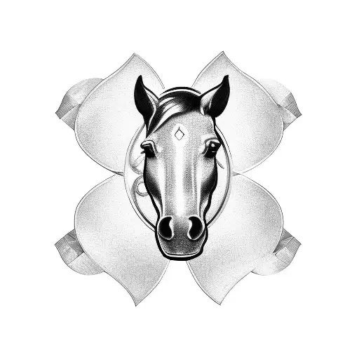 horse shoe with locket tattoo design idea