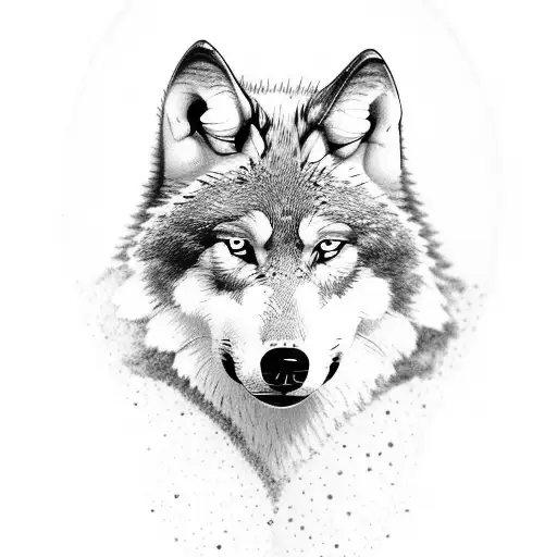 wolf on mountain with cubs underneath  tattoo design idea