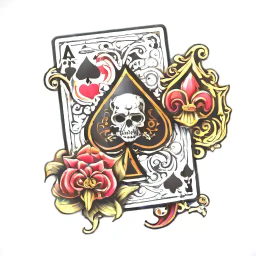 three ace of spades cards arranged tattoo design idea
