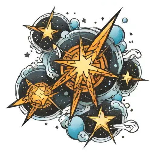 Stars Meteors tattoo design idea