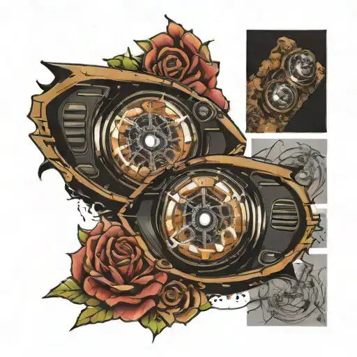 bmw g23 headlights morphing into a majestic tattoo design idea