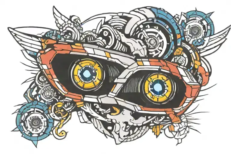 bmw g23 headlights with m colors on the background tattoo design idea