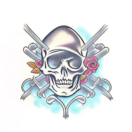 hairy skeleton tattoo design idea