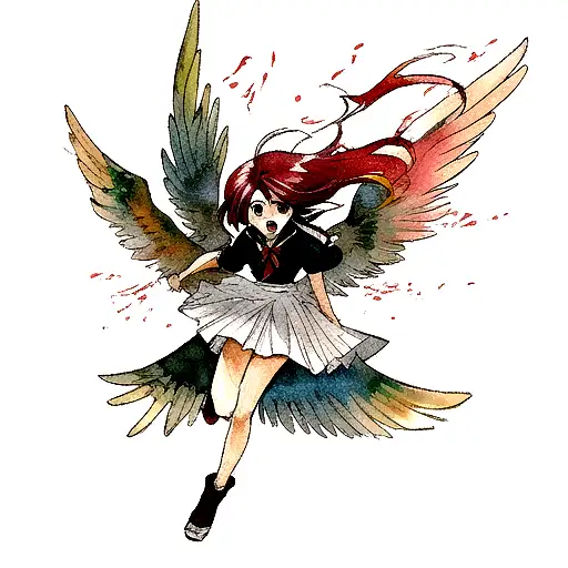 phoenix watercolor tattoo design idea