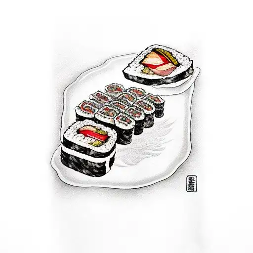 bacon sushi tattoo design idea