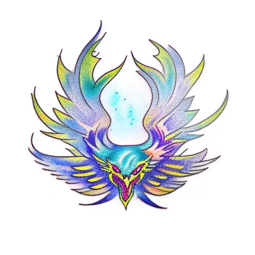 phoenix watercolor tattoo design idea