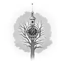grandfather clock in a tree tattoo design idea