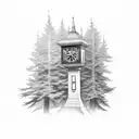 grandfather clock in a tree tattoo design idea