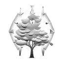 grandfather clock in a tree tattoo design idea