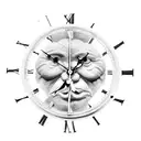 grandfather clock tree tattoo design idea