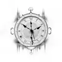 grandfather clock tree tattoo design idea