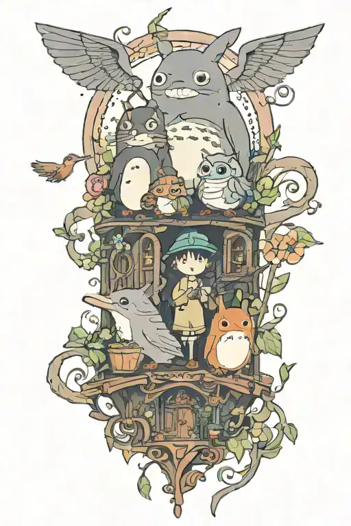studio Ghibli and over the garden wall  tattoo design idea