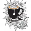 coffee, loss, sun tattoo design idea