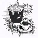 coffee, loss, sun tattoo design idea