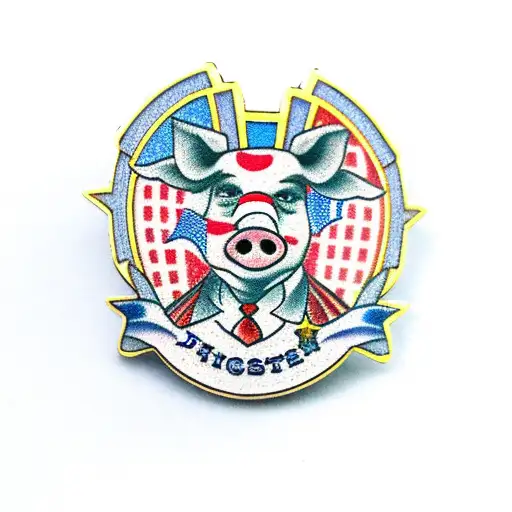 pig in politician suit with american flag pin tattoo design idea