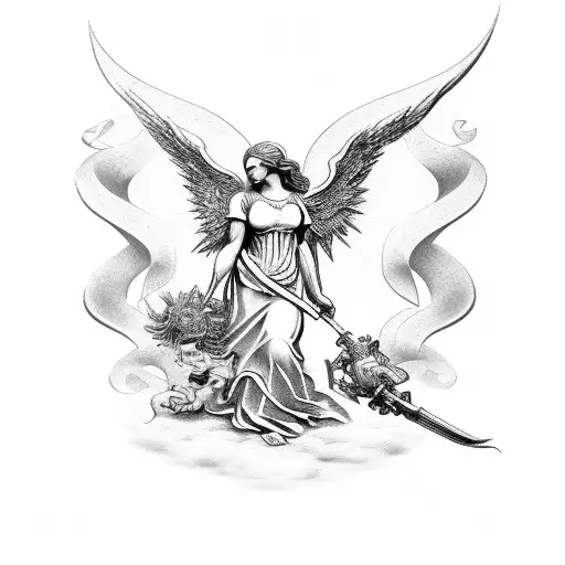 st michael angel tattoo design idea