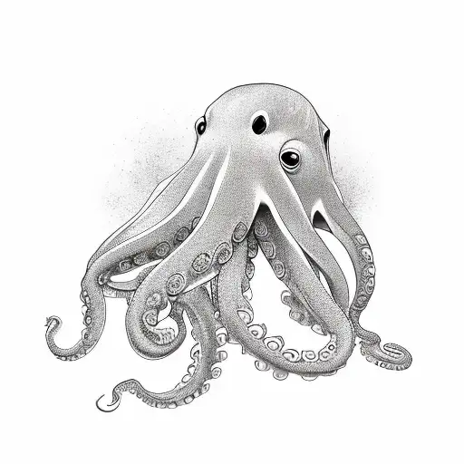 cute octopus with candies tattoo design idea