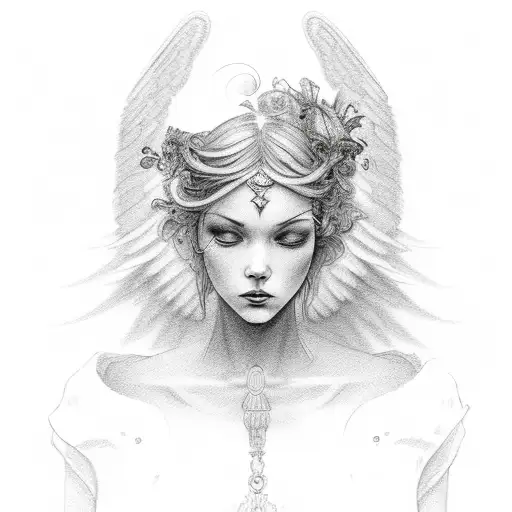 lips with angel halo tattoo design idea