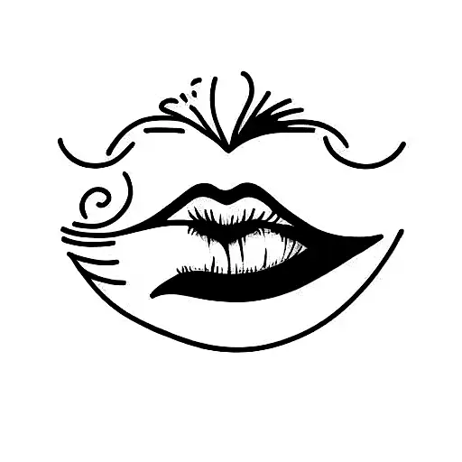 big lips and angel halo tattoo design idea