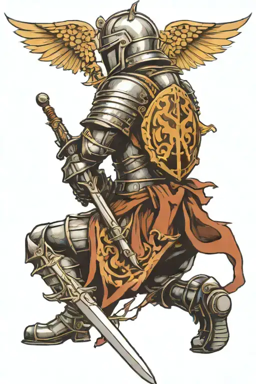 a knight kneeling tattoo design idea