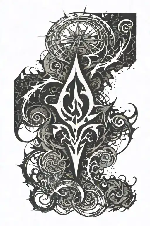 герой из игры The elder scrolls Skyrim Logo tattoo design idea