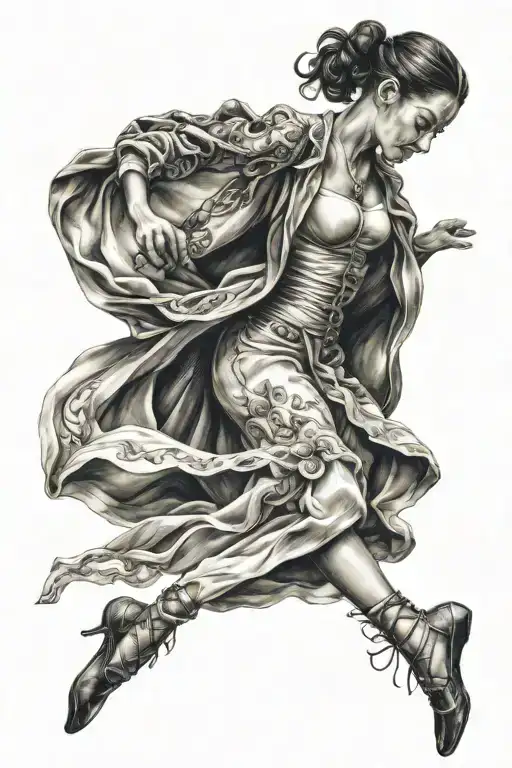 Dancer leaping tattoo design idea