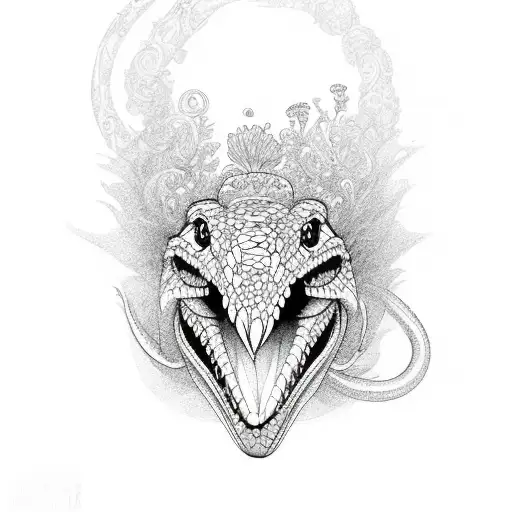 cobra com flores tattoo design idea