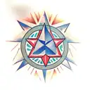 4 pointed star with power button tattoo design idea