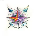 4 pointed star with power button tattoo design idea