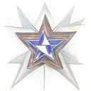 4 pointed star with power button tattoo design idea
