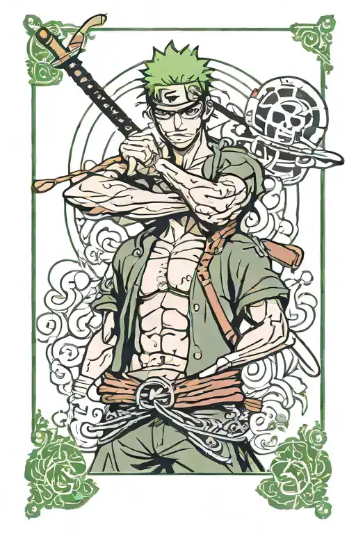 one piece zoro one piece tattoo design idea