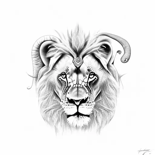 Lion and elephant tattoo design idea