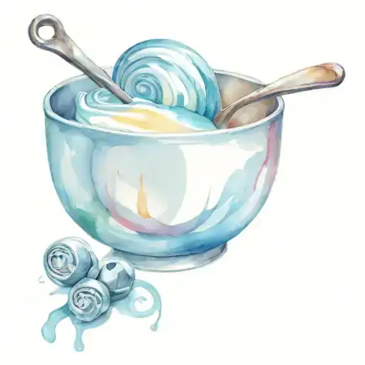 mixing bowl with mixer surrounded by swirling tattoo design idea