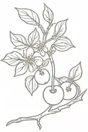  cherry branch with a G and a P blended into the contours tattoo design idea